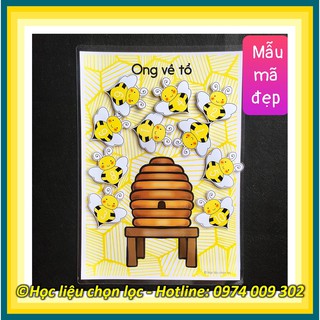 Học liệu bóc dán Montessori đếm số lượng ong