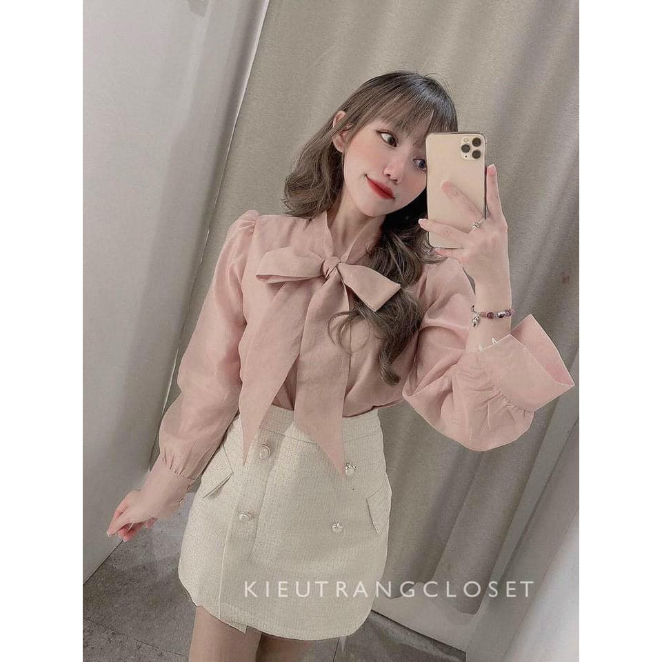 Áo sơ mi cúc ngọc nơ cổ to 3 màu ( kèm ảnh thật, video ) | BigBuy360 - bigbuy360.vn