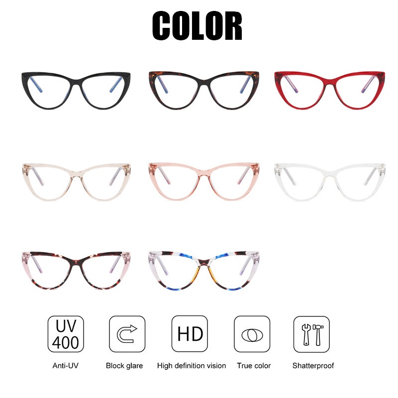 (AIMURUSI) COD Kính TR90 Gọng Mắt Mèo Chống Ánh Sáng Xanh Thời Trang Cho Nam Và Nữ