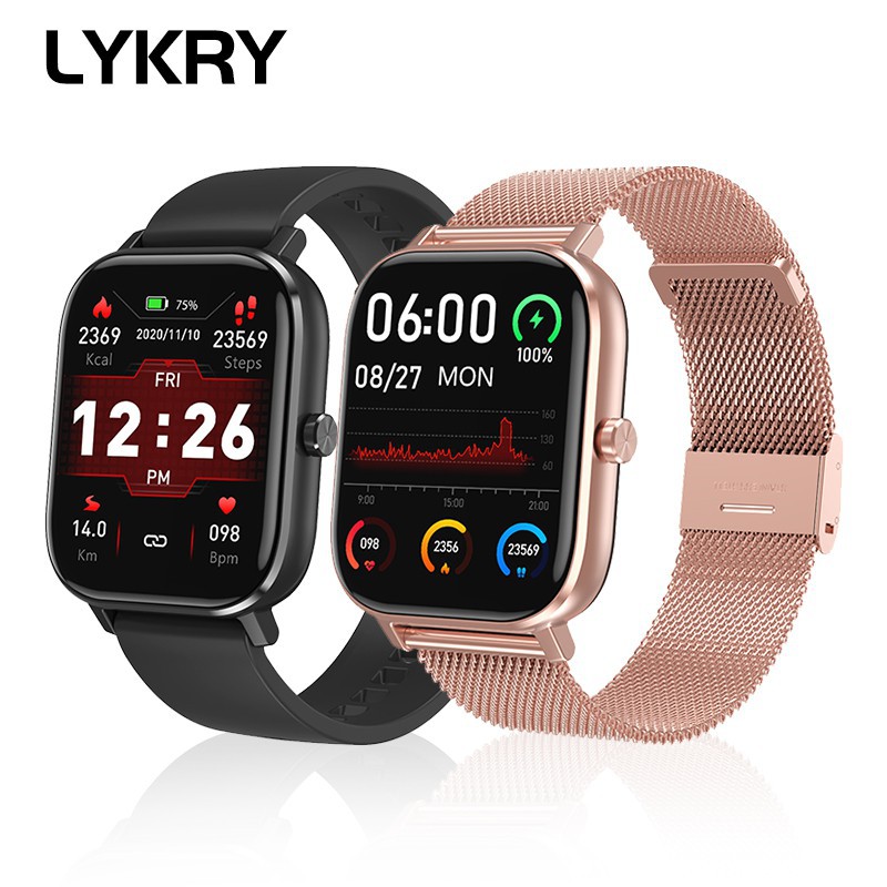 Đồng hồ thông minh Lykry DT35+ 1.75 inch mặt vuông có thể thay đổi nền kết nối cuộc gọi Bluetooth chống nước IP67 baseus