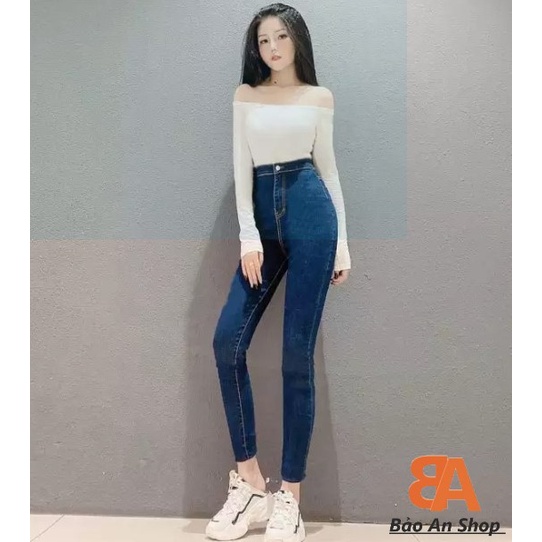 Quần Jeans nữ lưng cao form dài ôm body cao cấp (chất đẹp co giãn 4 chiều)