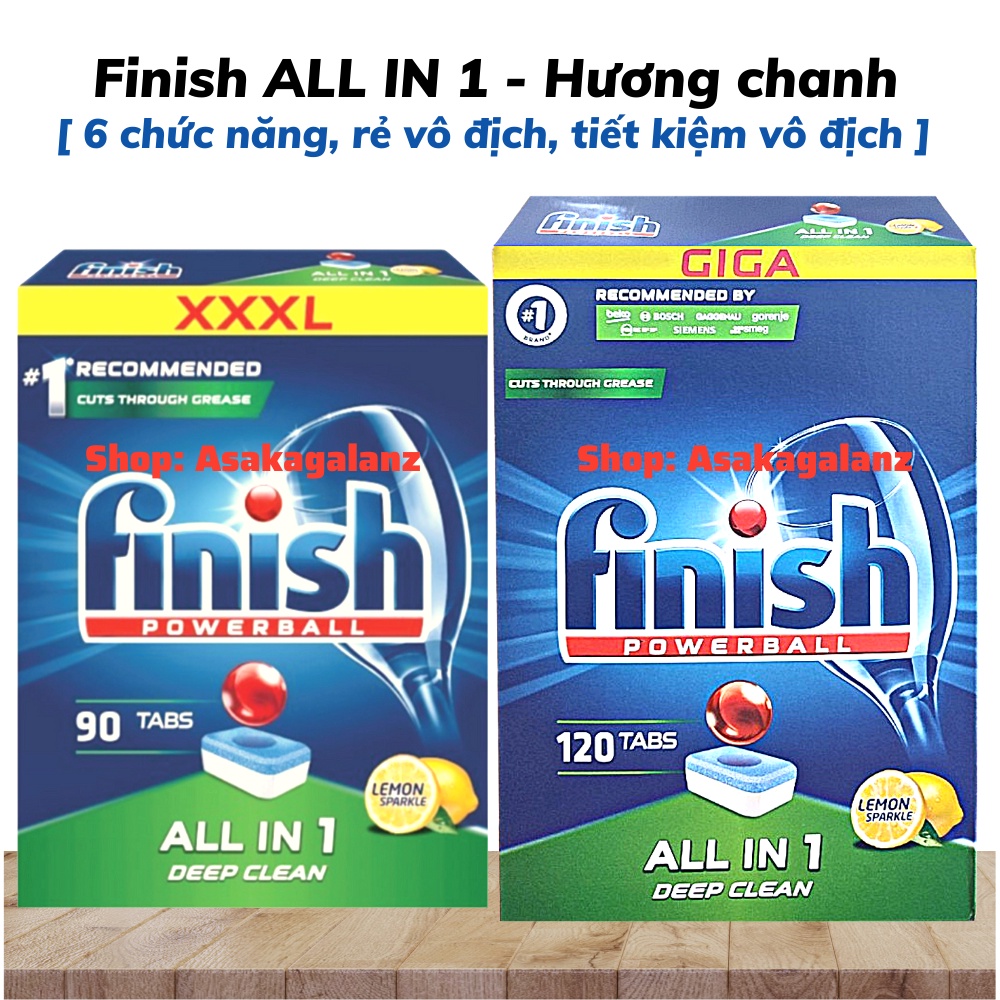 Viên rửa bát Finish All in 1 [ 06 chức năng, rẻ vô địch  ].