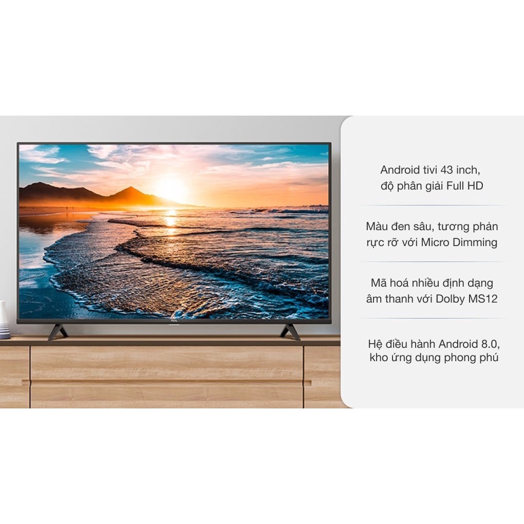 Tivi TCL Smart 43 inch L43S5200 cực sắc nét công nghệ HDR10 - Hàng chính hãng BH 24 tháng