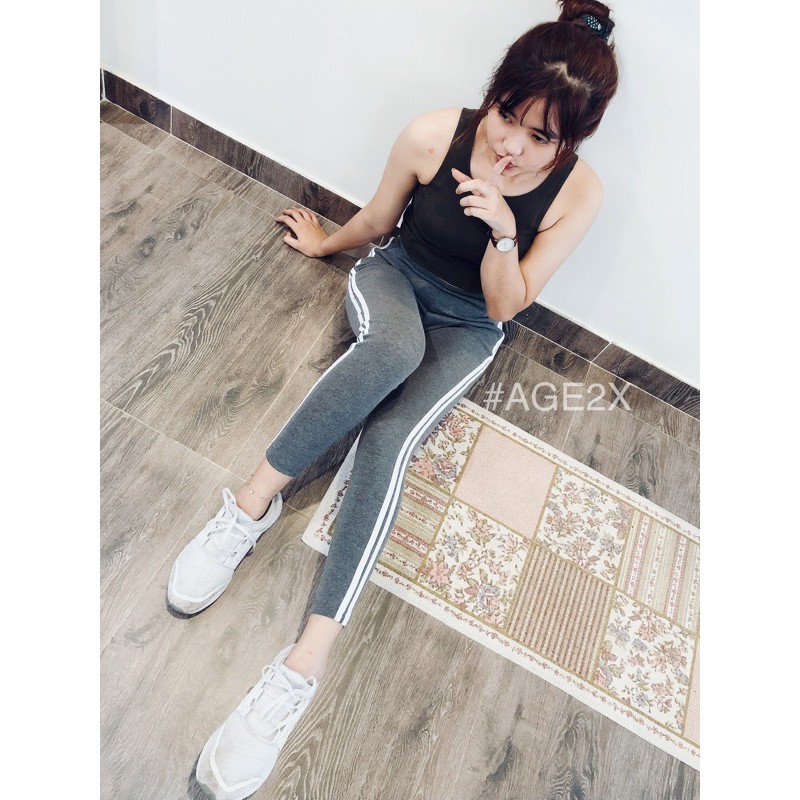 Quần legging 2 Sọc AGE2X hàng VNXK chất lượng cao có 2 túi trước tiện lợi