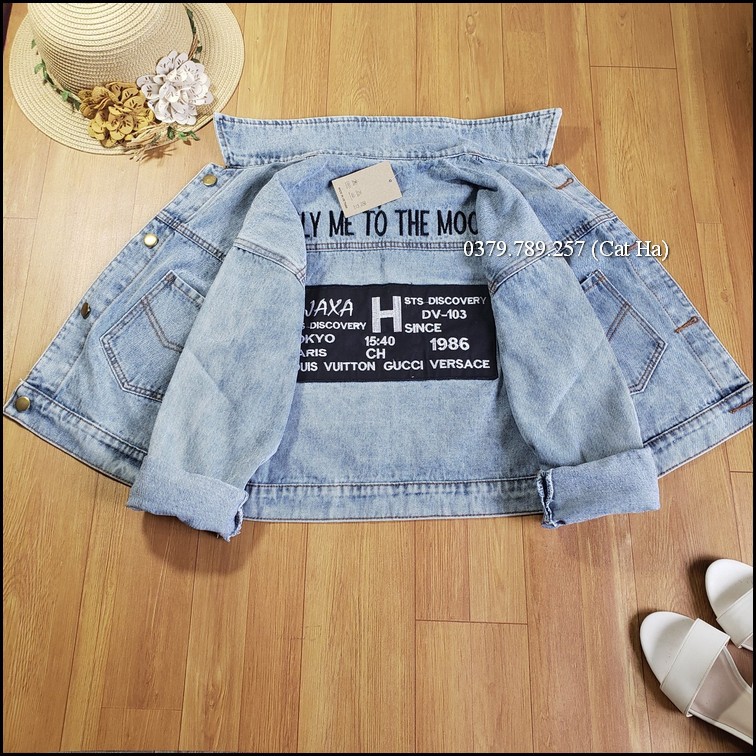 Aó khoác jean nữ xám xanh form dưới 58Kg Flymetomoon BB05
