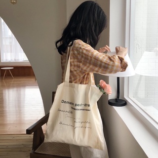 Túi tote Demain chữ nhỏ trắng ngà - Túi tote đeo vai chữ ký