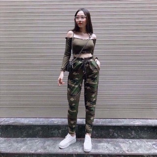 ❤️ ảnh chụp thật sét áo bẹt vai + quần lính #160k