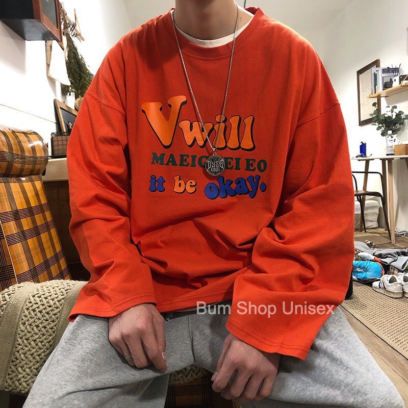 Áo Thun Nam Tay Dài Unisex Form Rộng  - TTD27 Vwill - Chất Cotton Mềm Mát - Oversize < 75kg - Tay Áo Rộng Thoải Mái | BigBuy360 - bigbuy360.vn