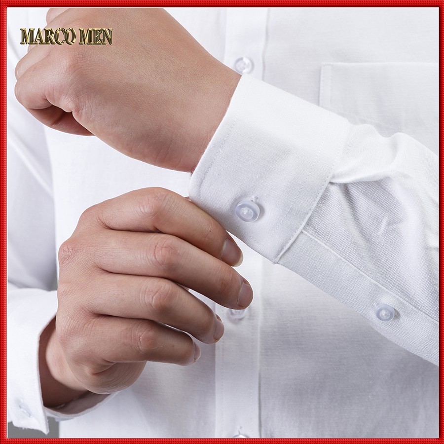 Áo sơ mi nam dài tay màu trắng dáng ôm hàn quốc vải Oxford thấm hút mồ hôi