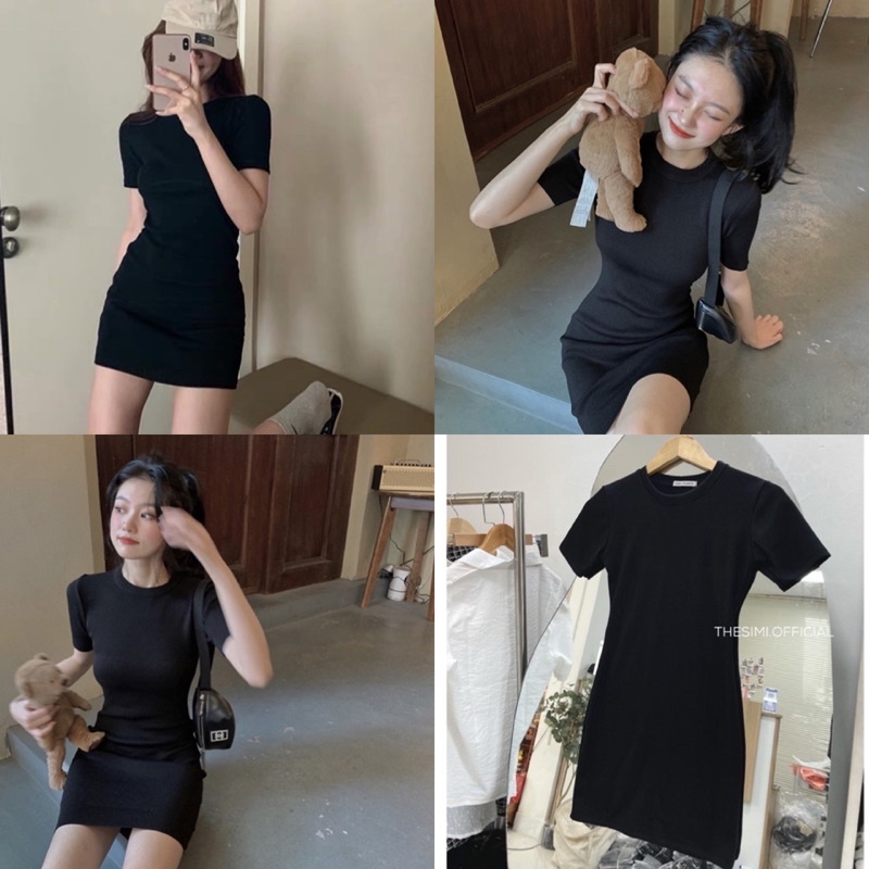 Đầm Thun Ôm Body Tay Ngắn Ulzzang D18