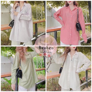 [Ảnh thật] Áo sơ mi oversize có túi 4 màu pastel ulzzang