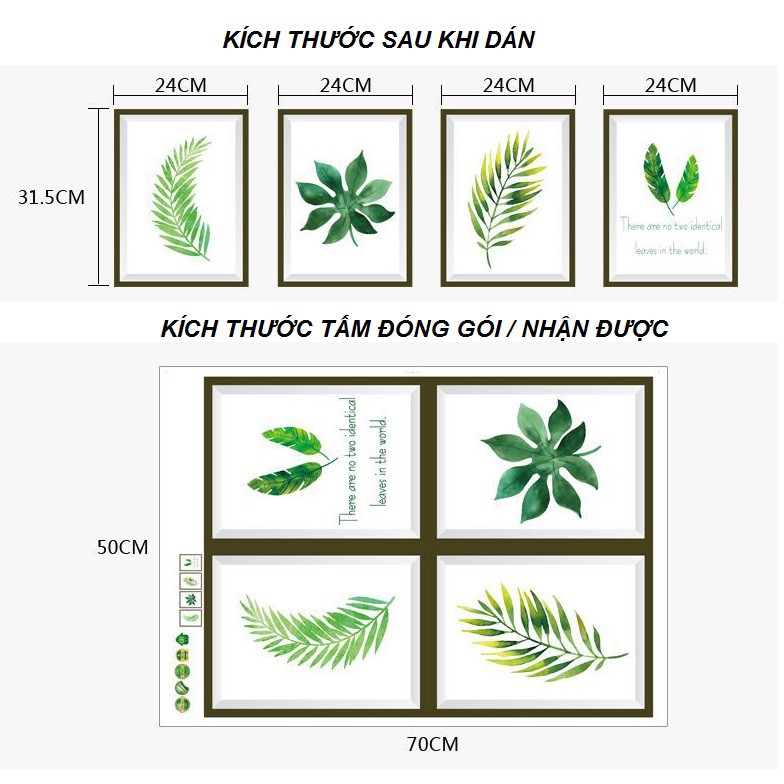 Decal dán tường phòng khách tranh 3D lá dương sĩ - decal amyshop