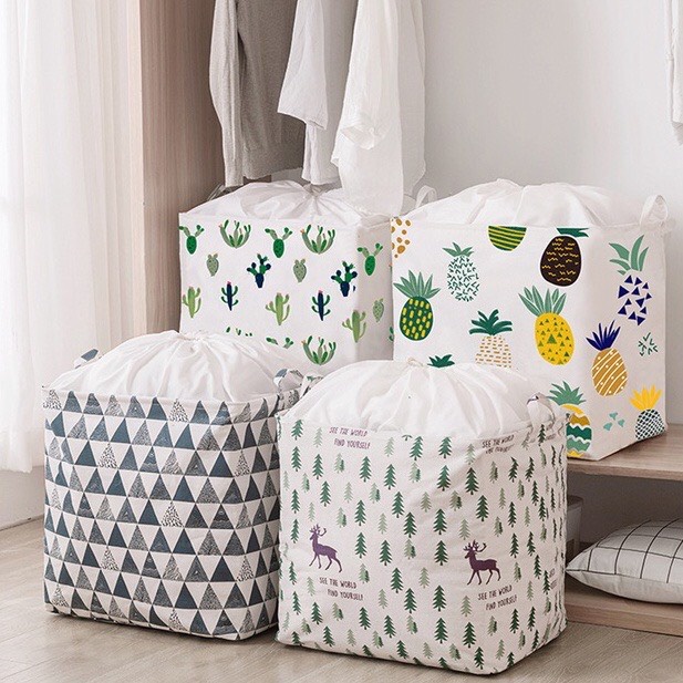 Giỏ đựng quần áo bằng vải cỡ lớn 100 lít, túi đựng chăn màn đa năng có thể gấp gọn