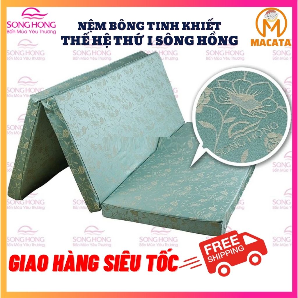 Nệm bông ép SÔNG HỒNG thế hệ 1 - chất liệu bông ép tinh khiết thiết kế gấp 3 giá rẻ BE1003