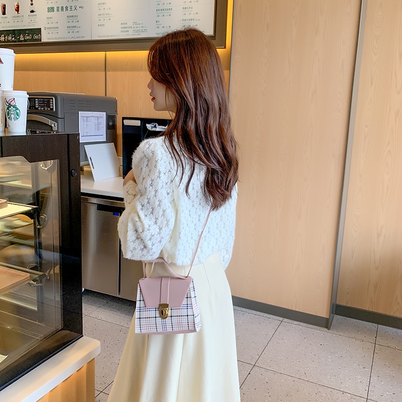 Túi Đeo Chéo Vuông Nhỏ Kẻ Sọc Caro Màu Trơn Thời Trang Hàn Quốc Mới 2022 Cho Nữ