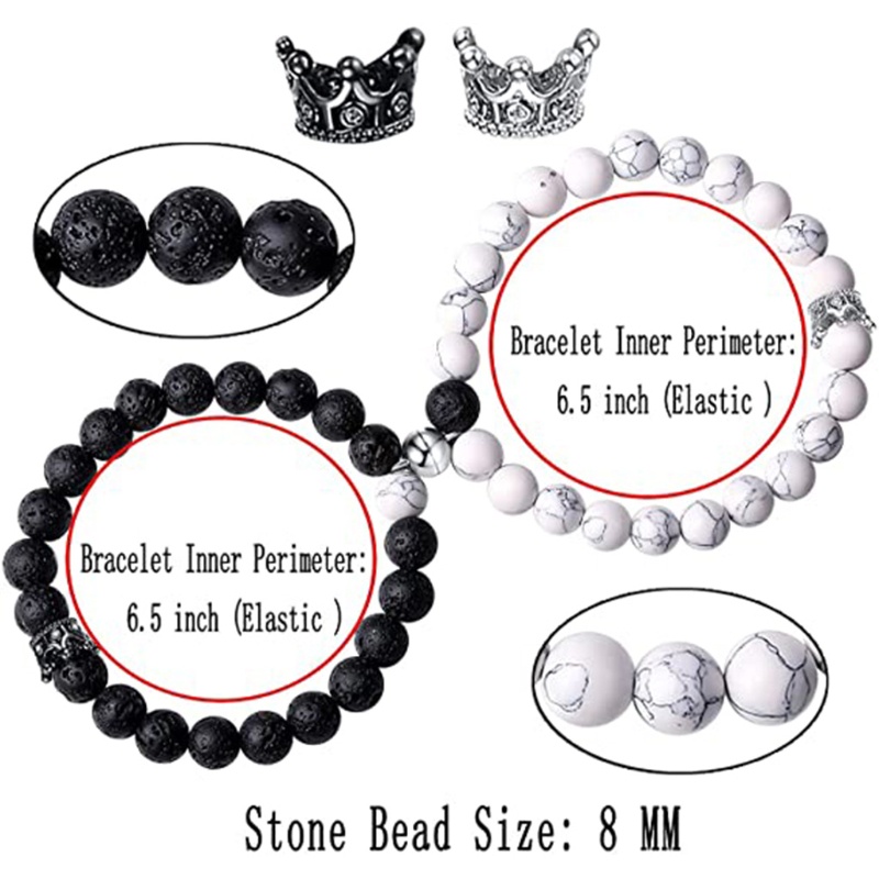 Vòng Tay Chuỗi Hạt Hình Vương Miện Từ Tính Thời Trang Cho Cặp Đôi