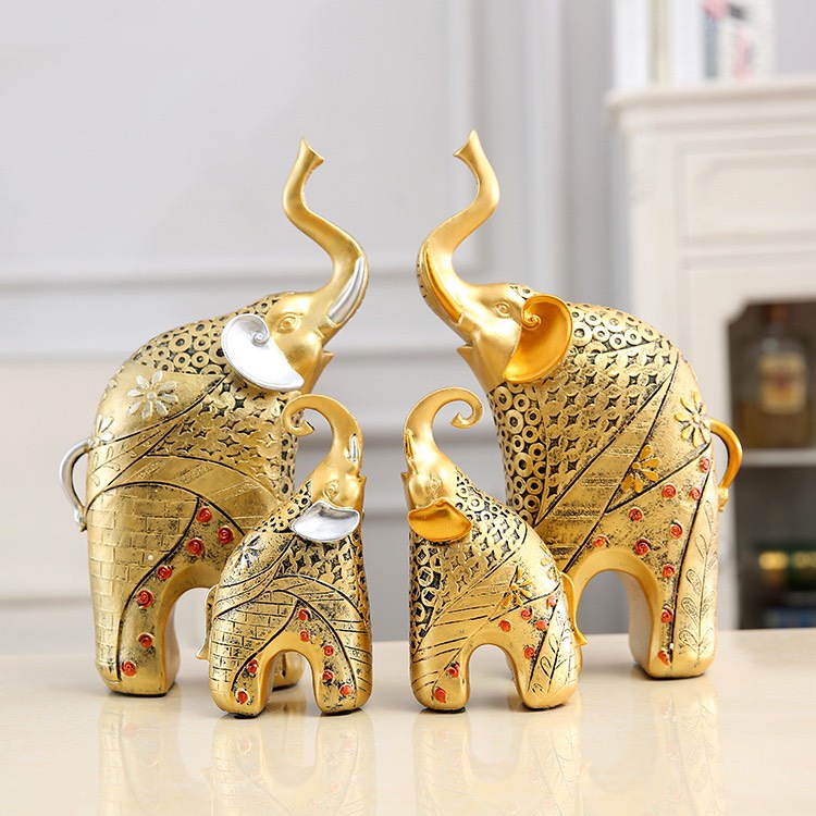 Tượng Đôi Voi Vàng Tài Lộc decor Nhà Cửa Phong Cách Bắc Âu