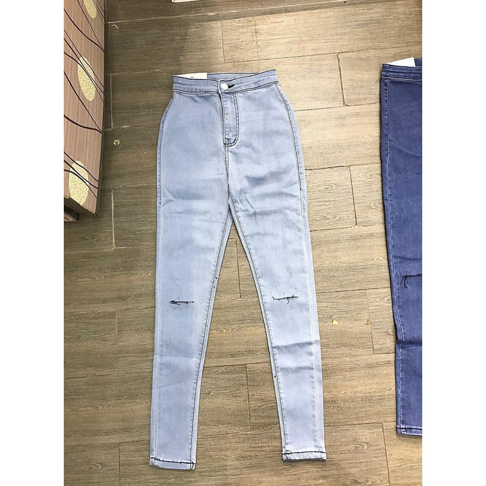 Quần Jeans Nữ Lưng Cao Co Giãn Rách Gối thời Trang - ảnh thật trải sàn