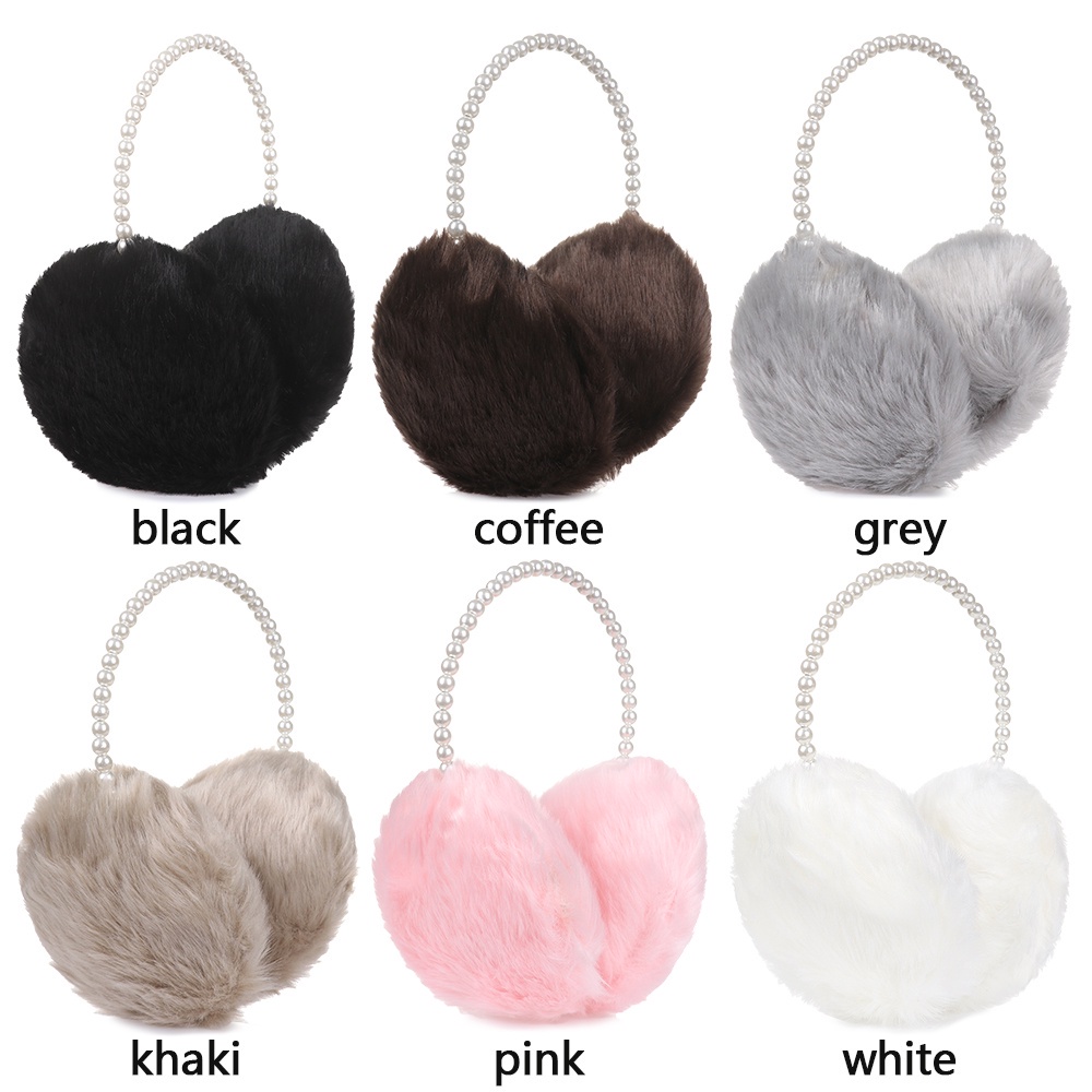 Bông chụp tai giữ ấm dày dặn đính ngọc trai nhân tạo tùy chọn màu sắc thời trang mùa đông cho nữ
