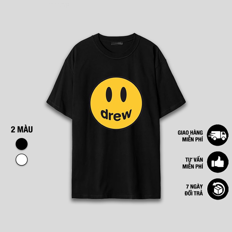 Áo thun nam nữ tay lỡ DREW House Mặt cười phong cách , Áo phông unisex  form rộng oversize chất liệu Cotton AQ21 | BigBuy360 - bigbuy360.vn