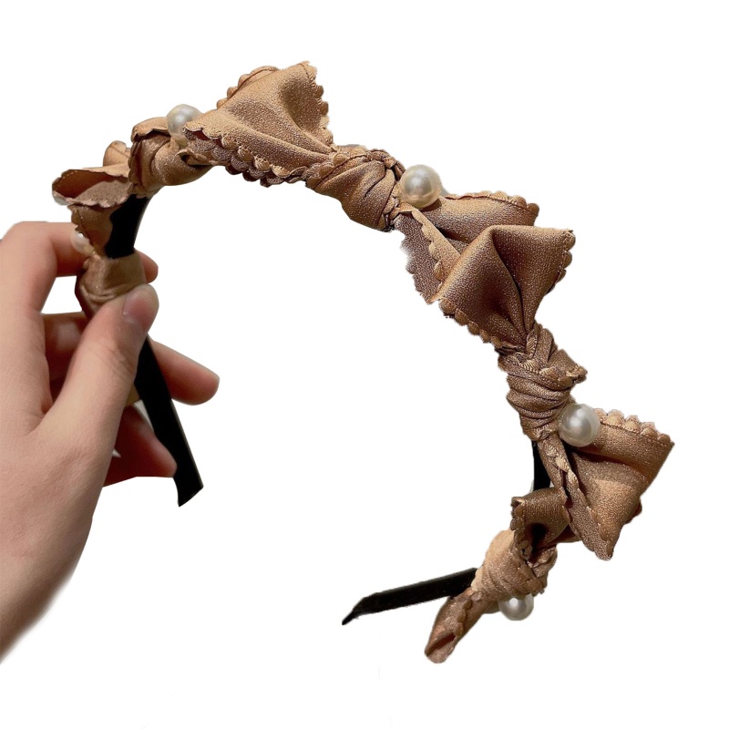 Băng Đô Cài Tóc Hình Nơ Bằng Vải Phối Kim Tuyến Lấp Lánh Thời Trang