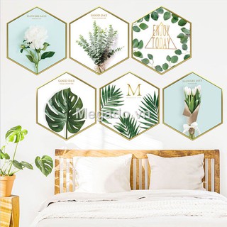 Decal hình lục giác dán tường cây xanh A200