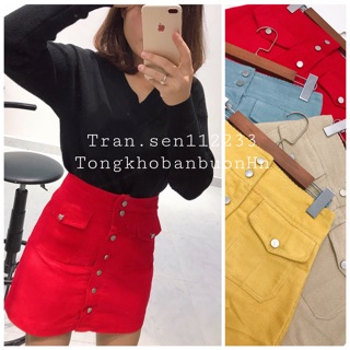 Chân váy dáng A nhung tăm quảng châu CV932 nữ
