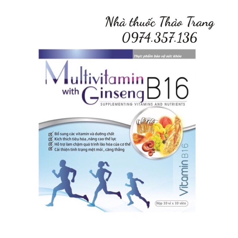 THUỐC BỔ MULTIVITAMIN B16 (16 vitamin, dưỡng chất bồi bổ cơ thể) | Thế Giới Skin Care