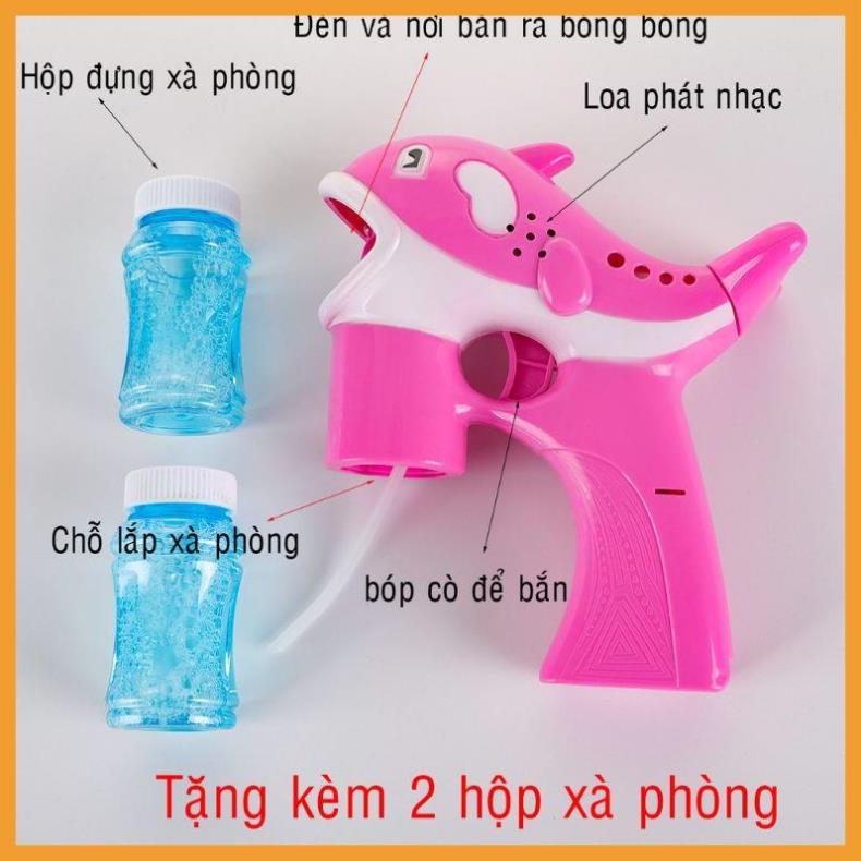 Súng bắn bong bóng xà phòng cho bé (cá héo bắn bong bóng- máy bắn bong bóng)