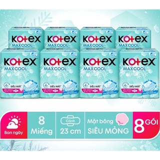 Combo 8 gói băng vệ sinh KOTEX Max Cool Siêu Mỏng Cánh 8miếng/gói