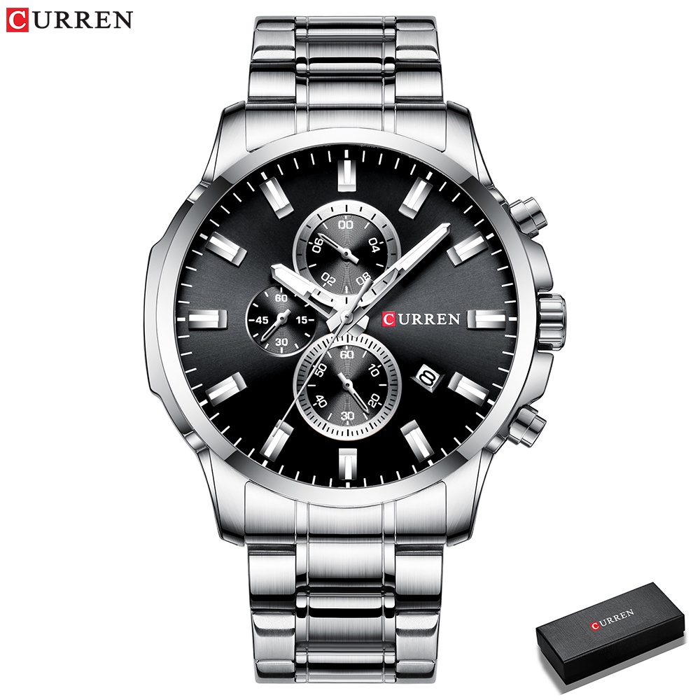 Đồng hồ quartz CURREN 8348C bằng thép không gỉ bấm giờ thời trang doanh nhân thường ngày cho nam
