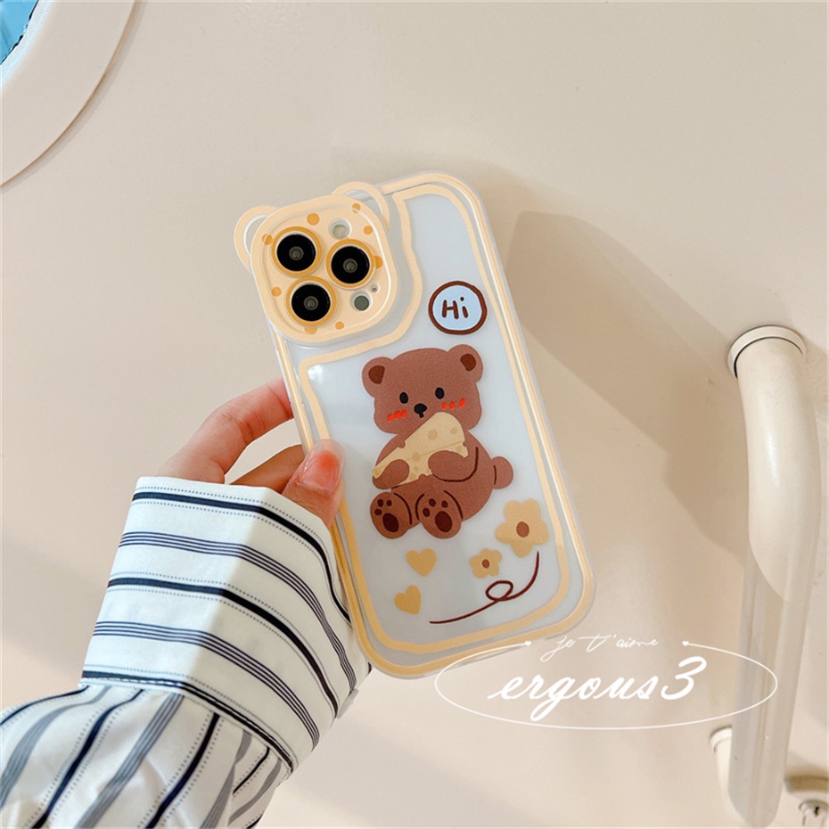 Ốp Điện Thoại Mềm Họa Tiết Gấu Phô Mai Sáng Tạo Cho iPhone 14 13 12 11 Pro Max SE2020 X XR Xs Max 7 8 6 6s Plus