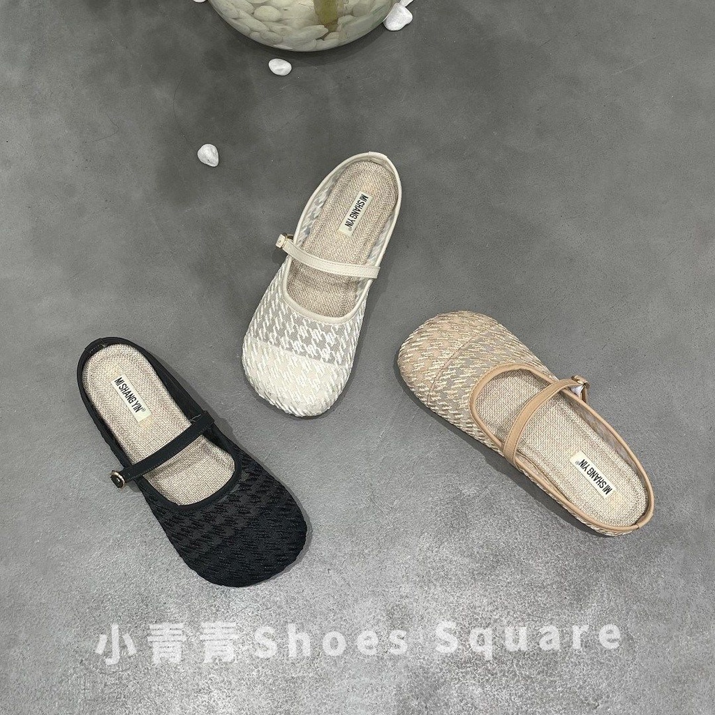 Dép Sandal Đế Bằng Mềm Mại Phối Ren Thoáng Khí Phong Cách Thời Trang Pháp Dành Cho Nữ