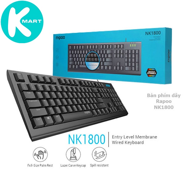 Bàn phím có dây Rapoo NK1800 USB - Hàng Chính Hãng
