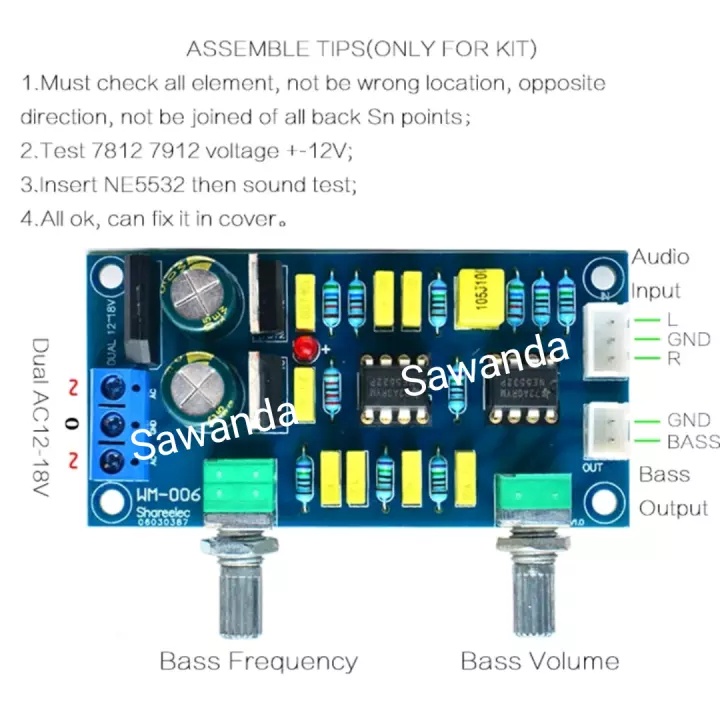 Combo trọn bộ mạch chuyển tín hiệu Stereo R-L sang tín hiệu Sub Trầm chủ động