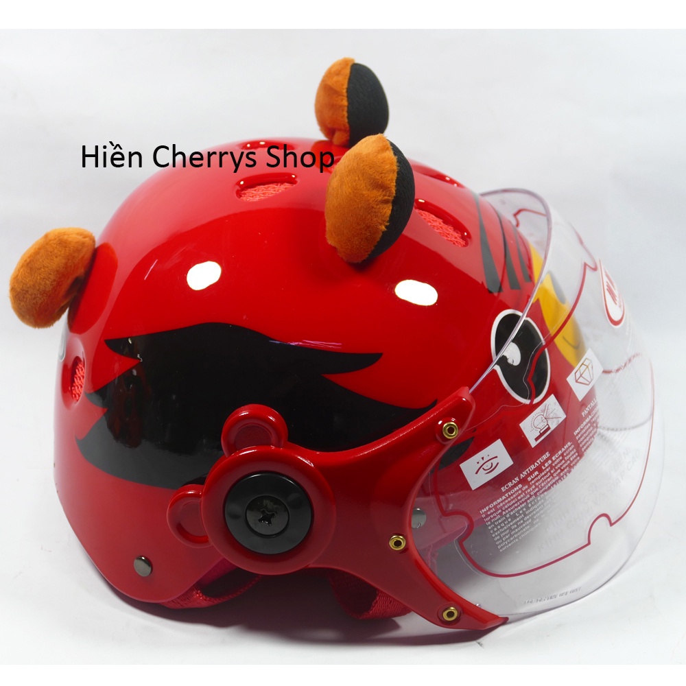 Mũ bảo hiểm nhí hình con hổ có kính chắn bụi bảo vệ tốt mặt và đầu khi va chạm dành cho bé