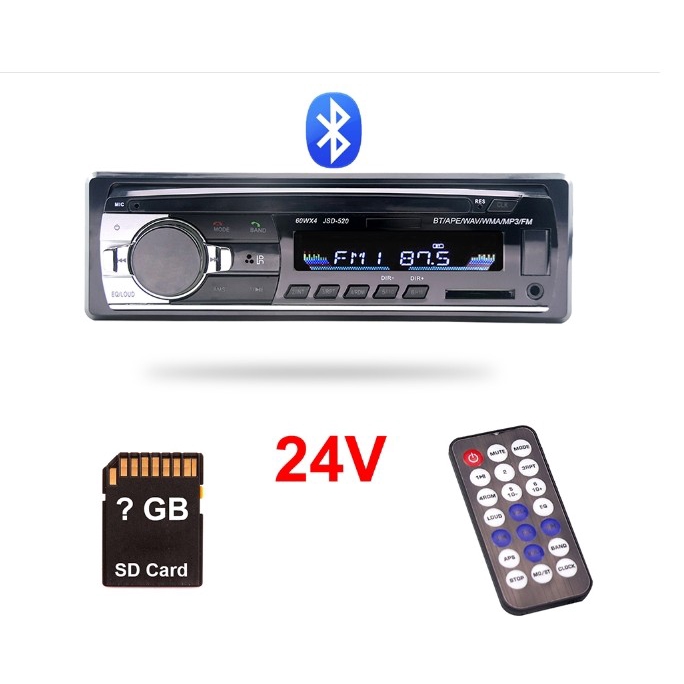 Đầu nghe nhạc MP3 kiêm Đài FM hỗ trợ Bluetooth cho ô tô 24V