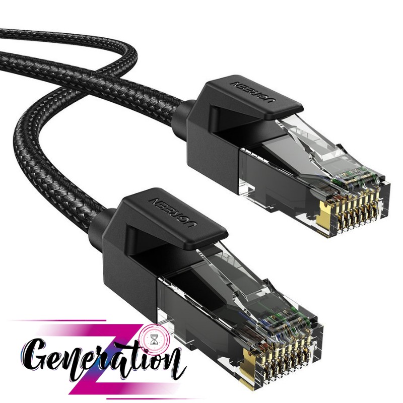 Cáp mạng Cat 6e FTP bọc dù Ugreen (Đen) dài 1M - 2M - 3M - 5M - Cáp mạng Cat6 Gigabit Ethernet RJ45