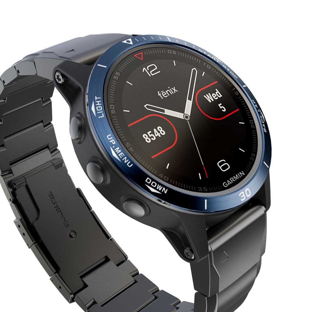 For Garmin Fenix 5 Bezel Ring Watch Adhesive Cover Stainless Steel Protection Accessory