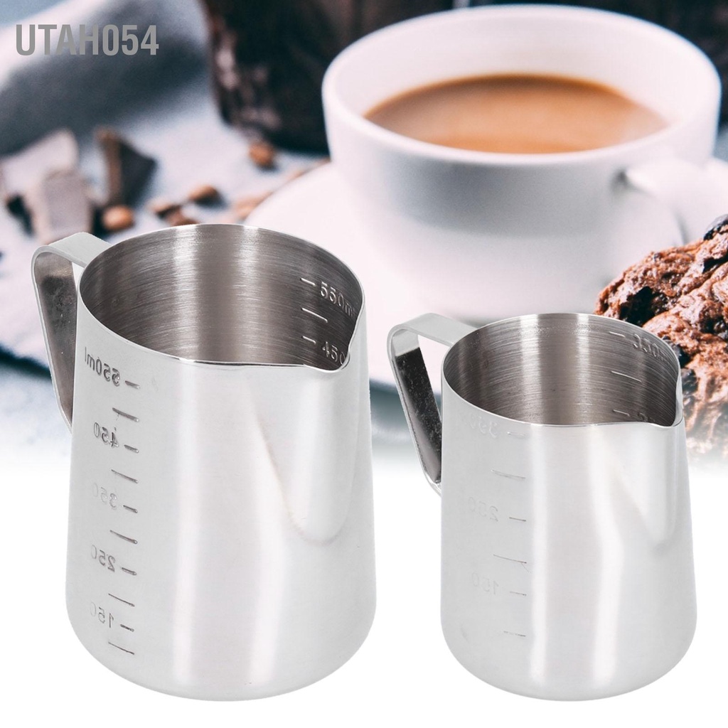 Utah054 Bình sữa đánh bọt pha cà phê bằng thép không gỉ với cân đo cho quán tiệc tại nhà