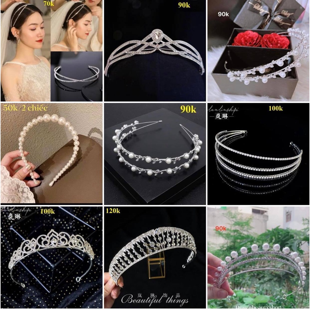 Vương miện cài bờm cô dâu mẫu Hot đẹp 2022