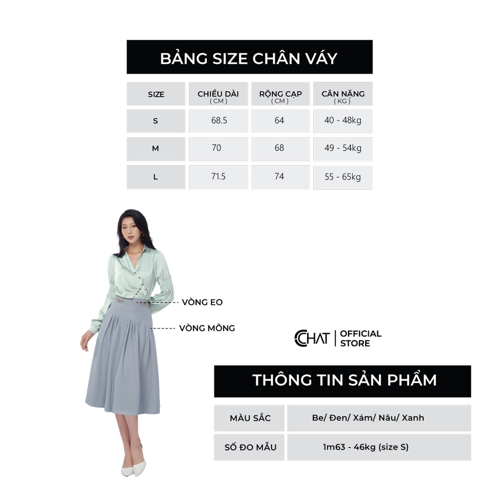 Chân Váy 𝐂𝐂𝐇𝐀𝐓 Ly Bung Cạp Cao Chất Tuytsi Cao Cấp Phong Cách Trẻ Trung Thanh Lịch 92CDS2002XT