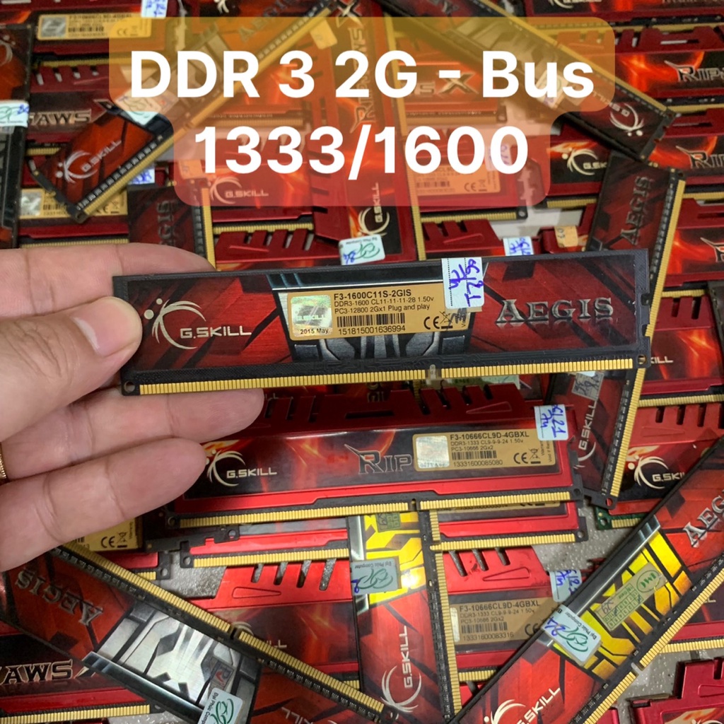 Ram DDR3 Cosair/Gskill  2GB Bus 1333/1600  Tản Nhiệt - Chuẩn Không kén Main-Vi Tính Bắc Hải