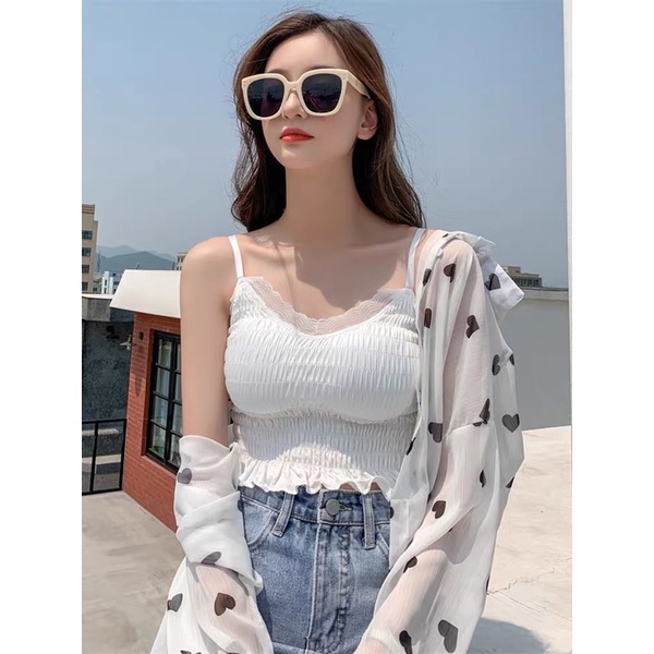 [Mã FAMARAL2 giảm 10K đơn 50K] Áo 2 dây dáng croptop phối viền cực xinh cho nữ Bra07 | BigBuy360 - bigbuy360.vn