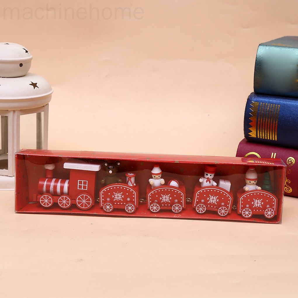 Christmas Wooden Train Farmhouse Rustic Kids Gift Decorations Vintage Handmade Decorative Crafts machinehome
