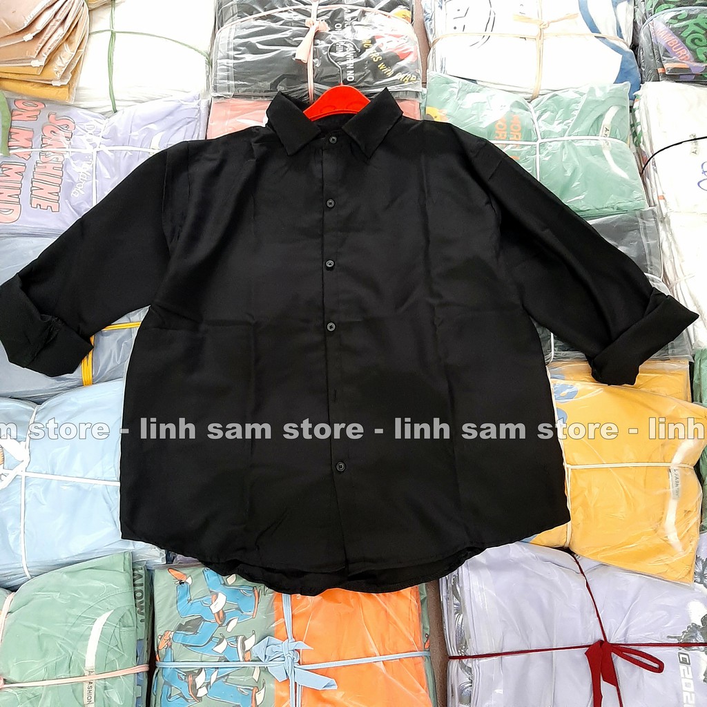 Áo sơ mi nữ cổ bẻ phong cách ulzzang form freesize dáng rộng unisex mặc cặp, nhóm, couple trơn TAY DÀI