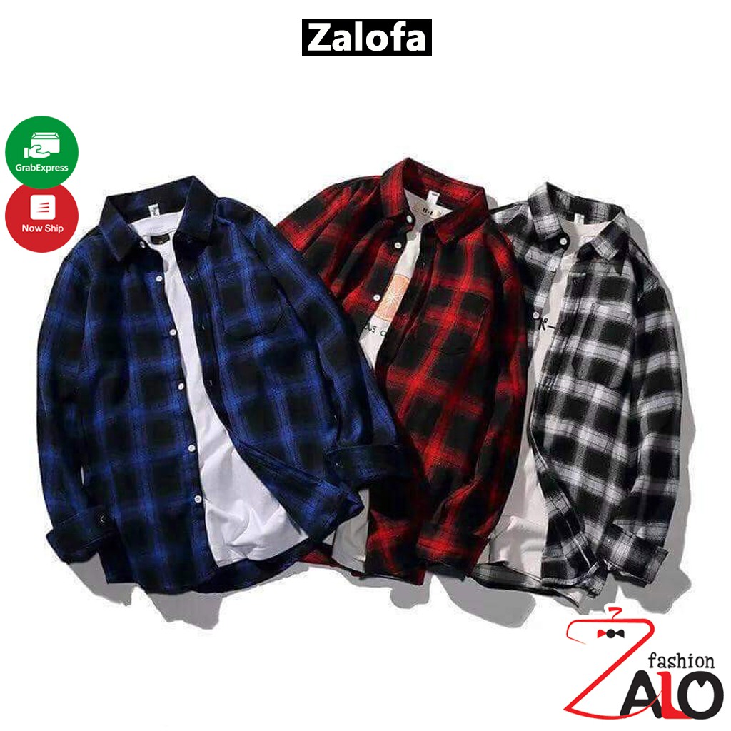 Áo Khoác Sơ Mi Flannel Sơ Mi Caro Nam Nữ Form Rộng Cá Tính Unisex