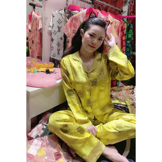 Bộ Pijama tay dài lụa cao cấp