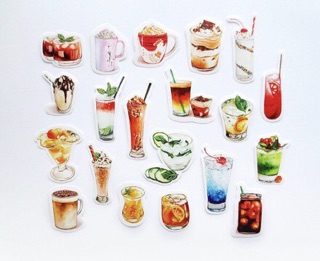 Sticker COFFEE drink set cho sổ planner
