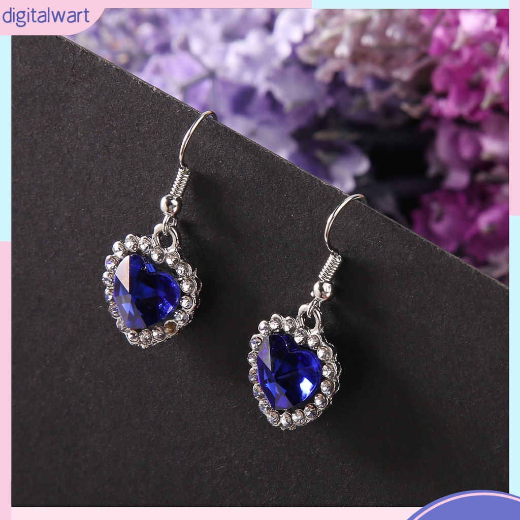 Khuyên tai hình trái tim đính đá thanh lịch cho nữ